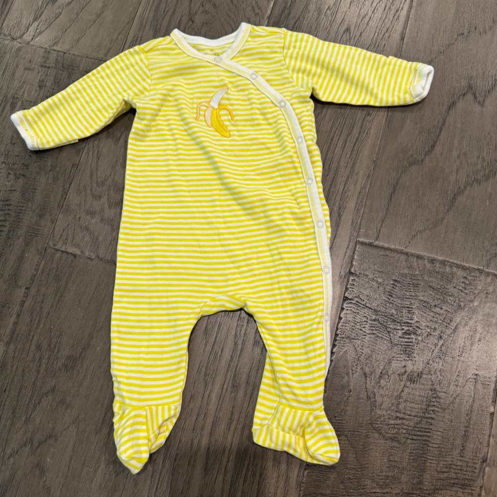 Under the Nile Organic Cotton Yellow Striped Banana Footed Pajamas 0-3M